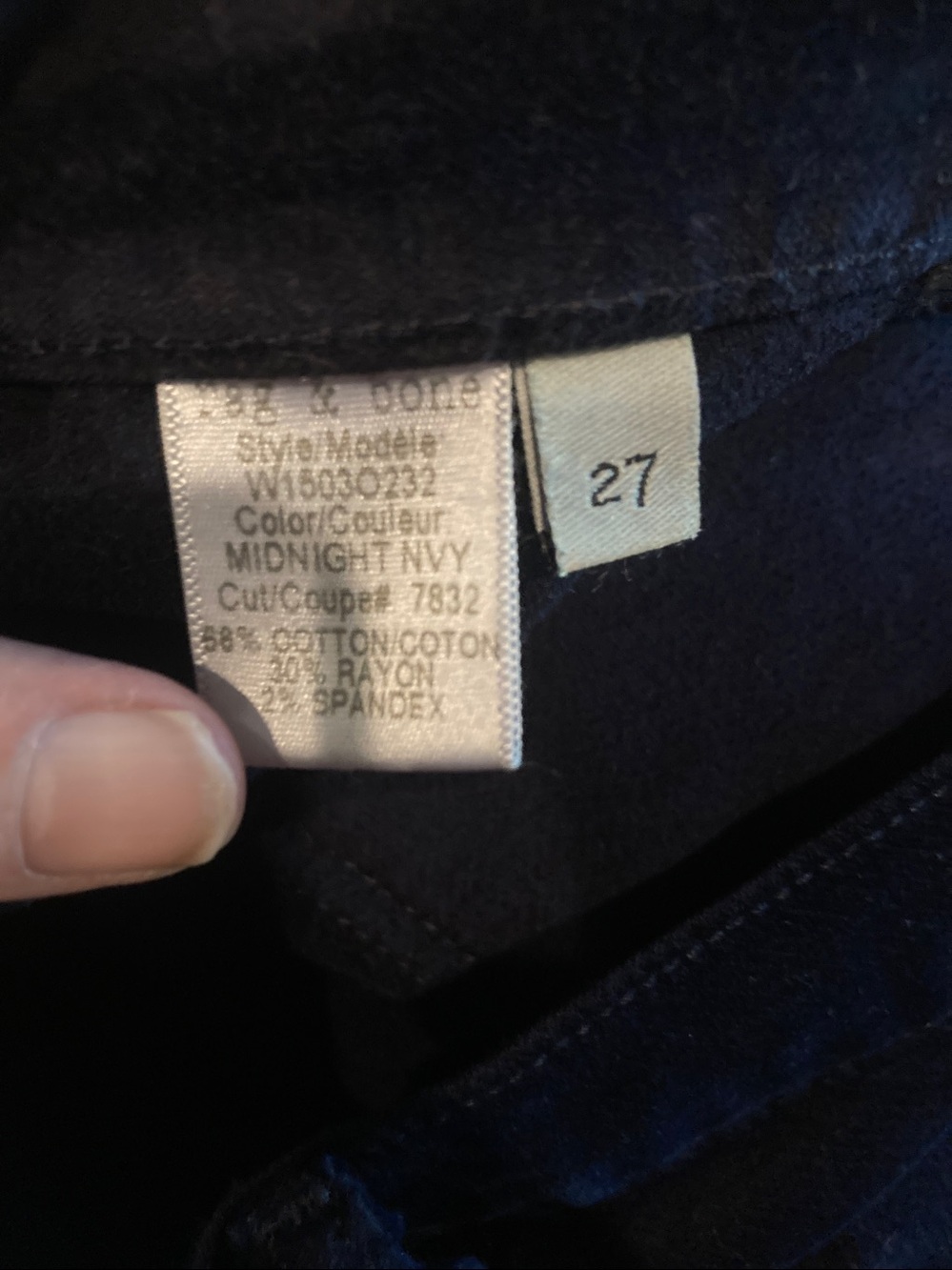 Rag& Bone midnight navy soft legging velvet pants excellent condition size 27 - Picture 8 of 9